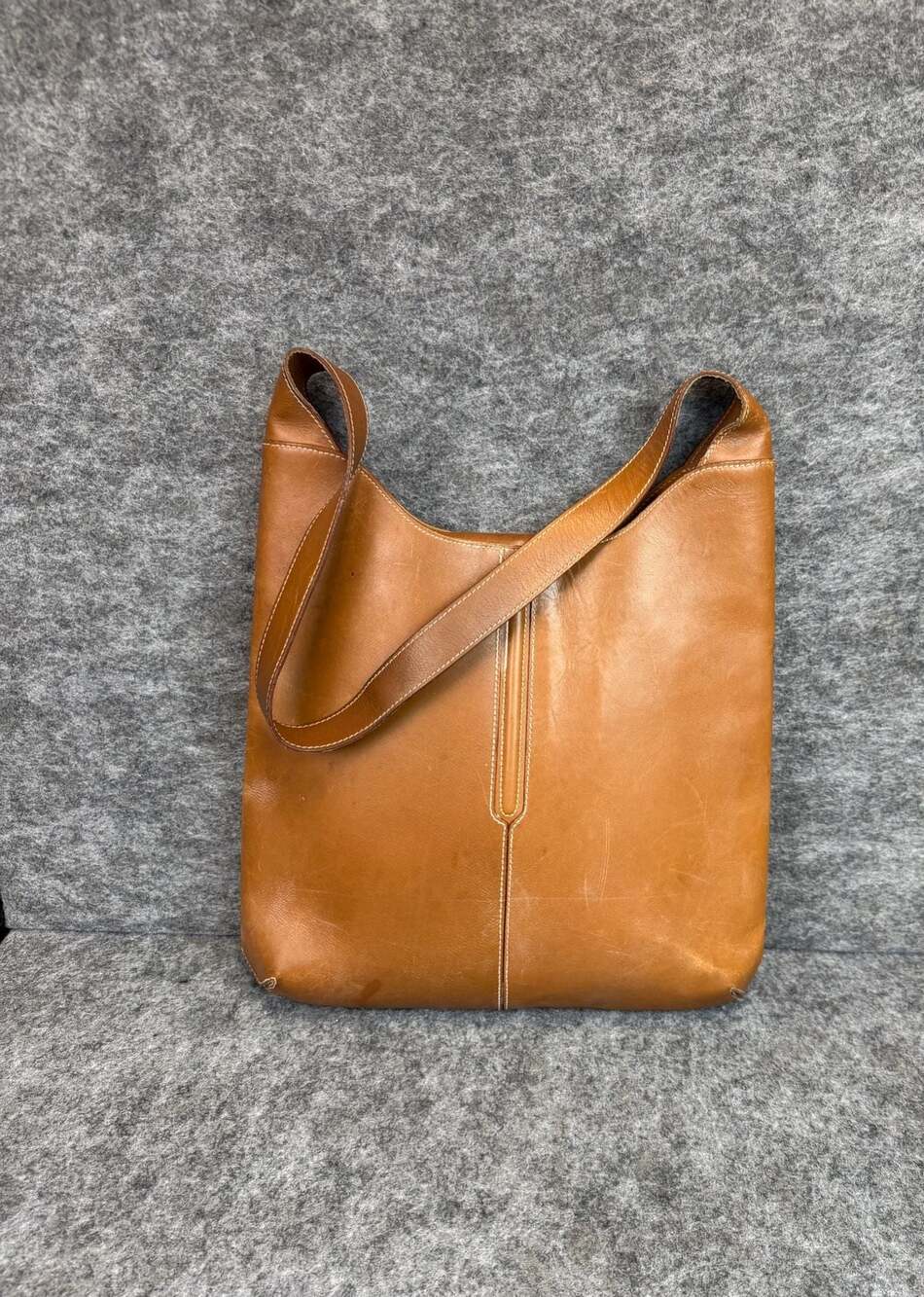 Lancel Paris Vintage Brown Leather Shoulder Hobo Bag